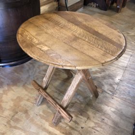 The Center Fold Barrel Head Table is another amazing original from the workbench of Chris at The Oak Barrel Company!